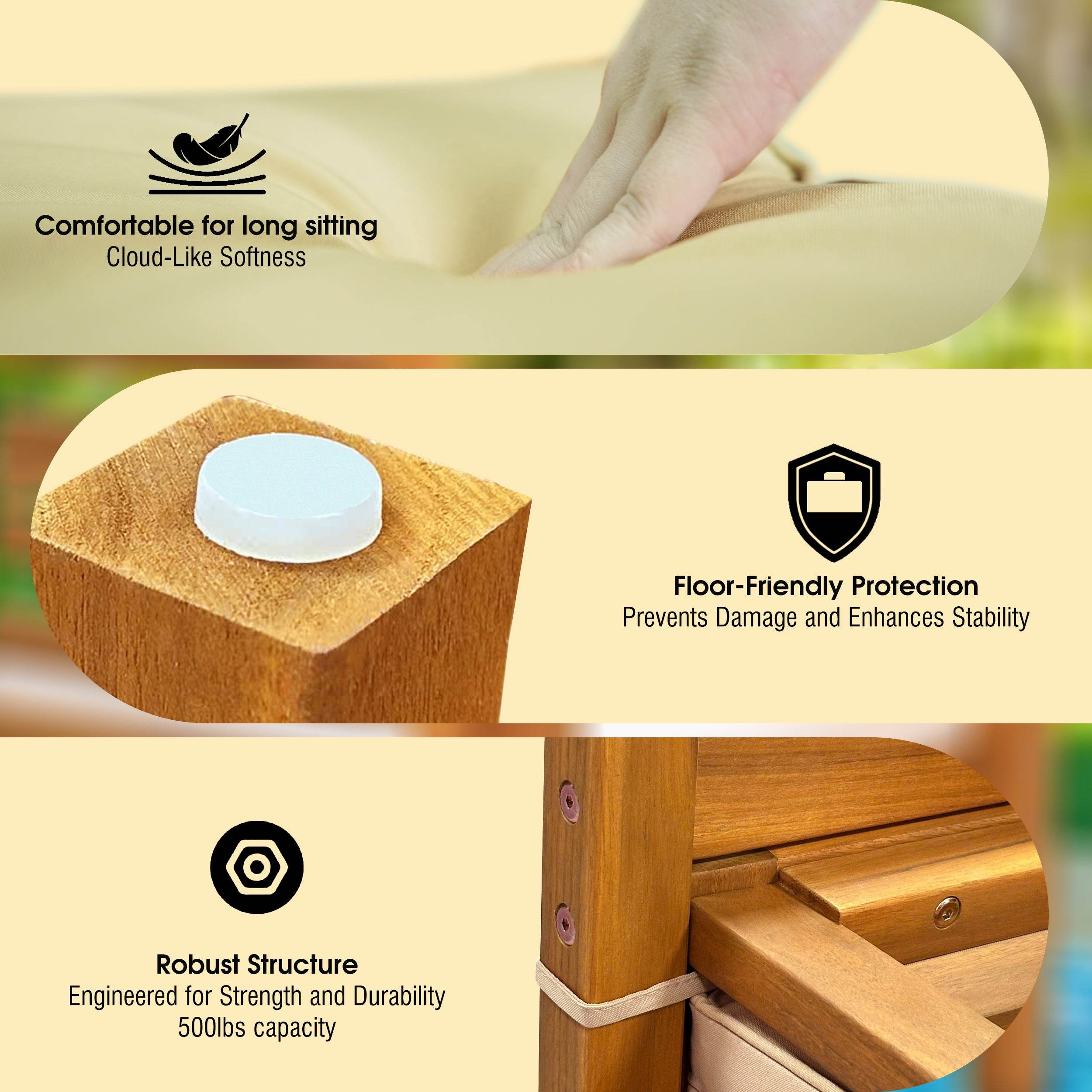 Tranquillo Solara Acacia Wood Outdoor Chairs Set of 2 with Cushions - www.Shopthatapp.com