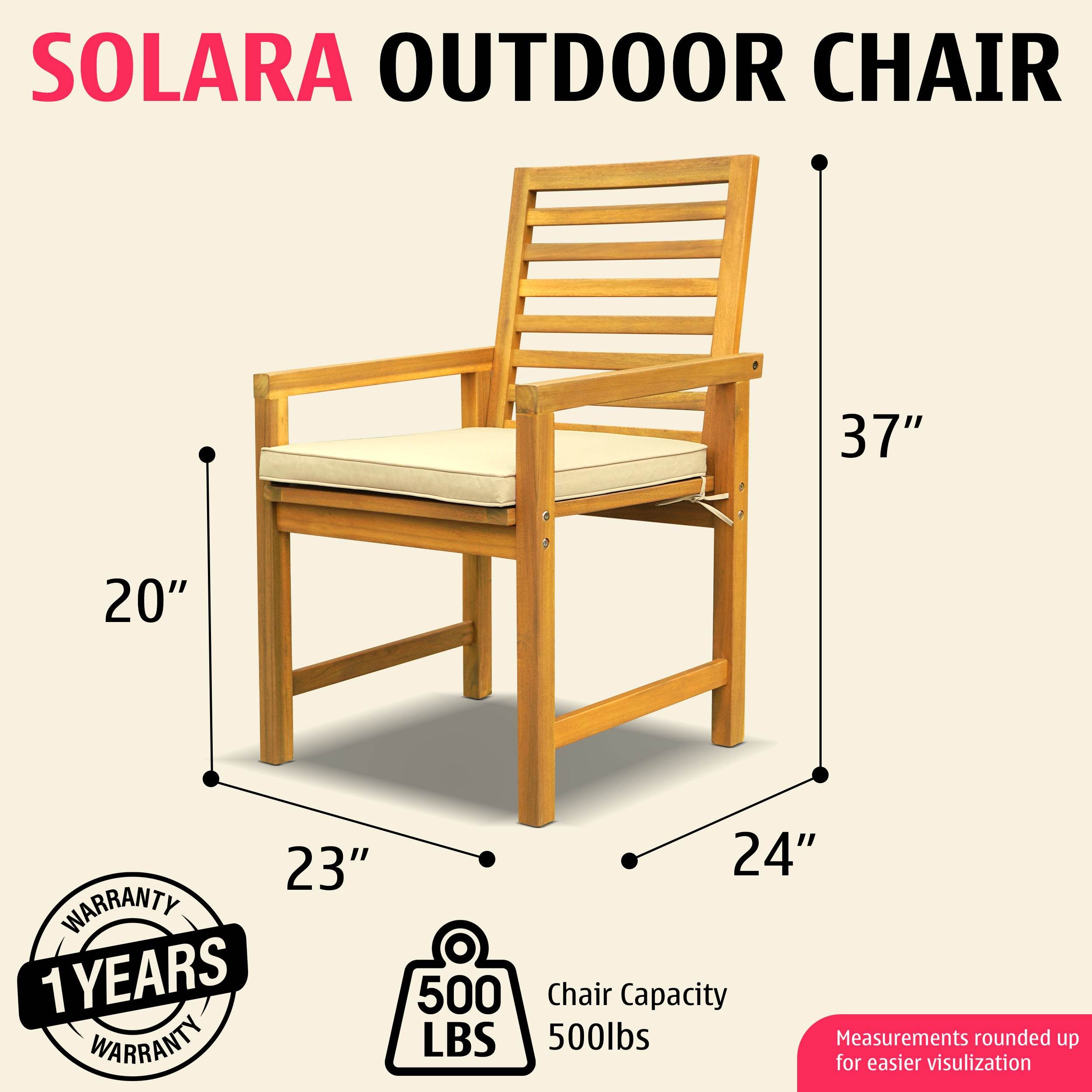 Tranquillo Solara Acacia Wood Outdoor Chairs Set of 2 with Cushions - www.Shopthatapp.com