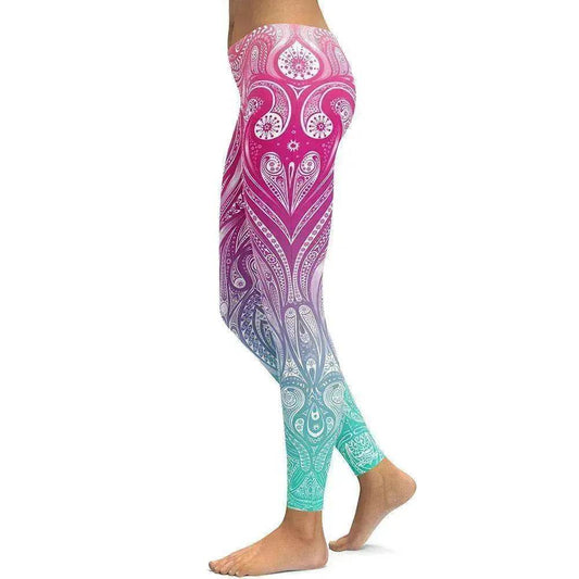 Pink+Turquoise Mandala Weave Yoga/Workout Leggings - www.Shopthatapp.com #