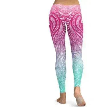Pink+Turquoise Mandala Weave Yoga/Workout Leggings - www.Shopthatapp.com #