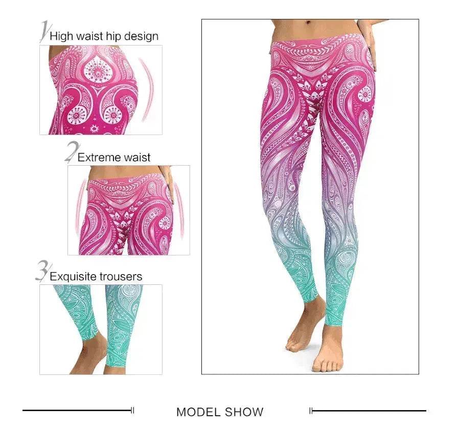 Pink+Turquoise Mandala Weave Yoga/Workout Leggings - www.Shopthatapp.com #