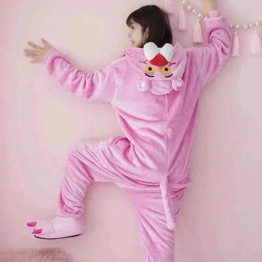 Pink cartoon one-piece pajamas - www.Shopthatapp.com #
