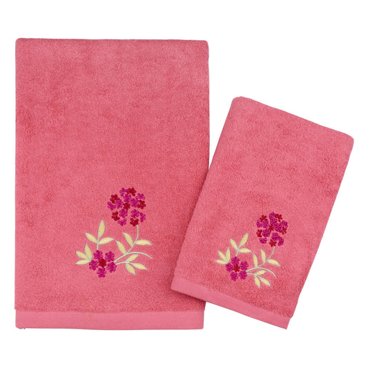Pink Flora Embroidered Towels-Comforters blanket, etc.-www.Shopthatapp.com-HAFNA International Inc
