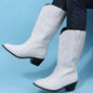 Plus Size Autumn New Mid-calf Riding Boots Embroidered Mid Heel Snow - www.Shopthatapp.com