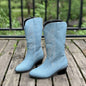 Plus Size Autumn New Mid-calf Riding Boots Embroidered Mid Heel Snow - www.Shopthatapp.com