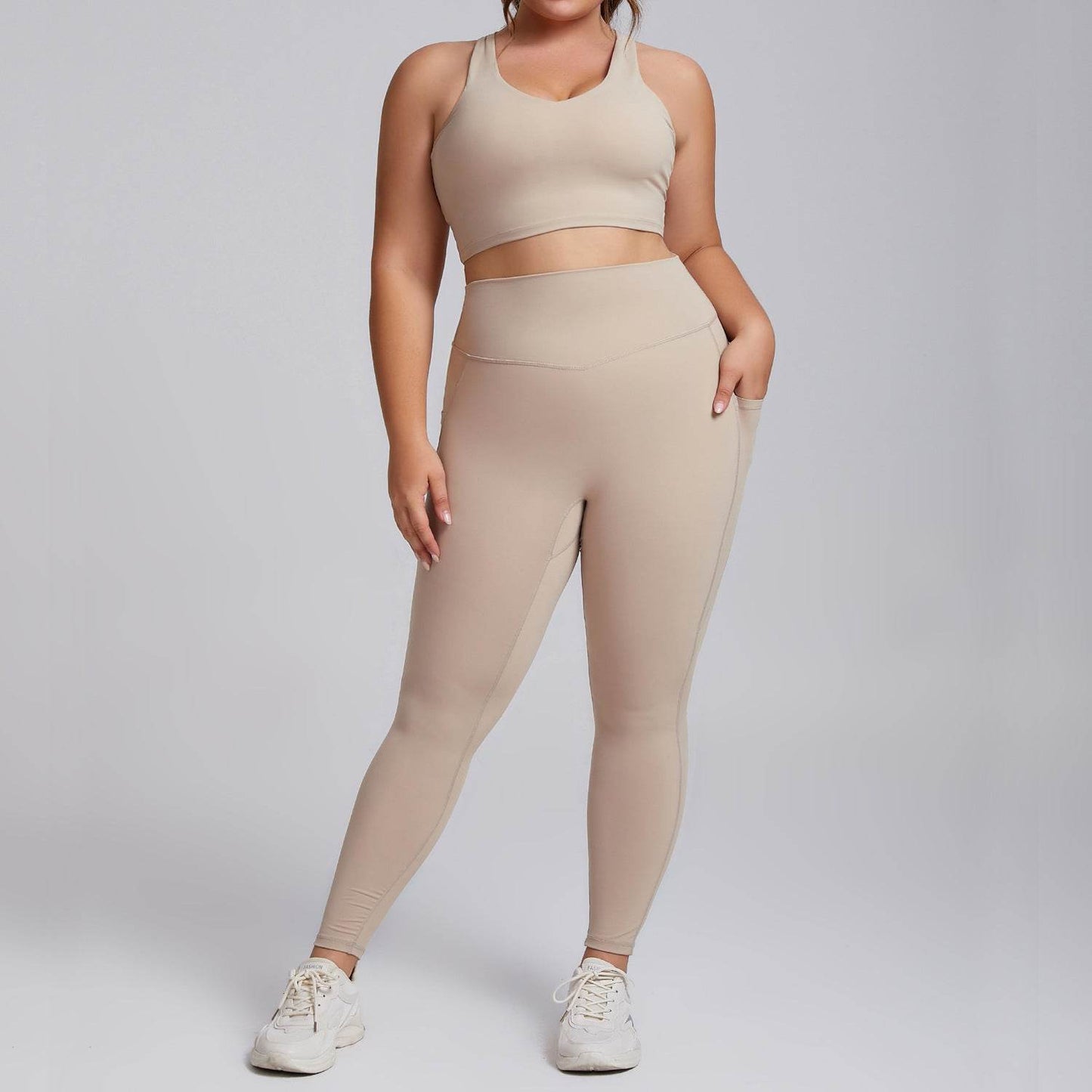 Plus Size Women Sports Workout Gym - Sleeveless Crop and Pant - www.Shopthatapp.com #