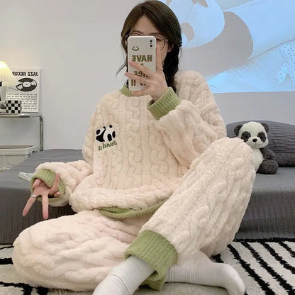 Plush Pajamas For Women Autumn And Winter Fleece-lined - www.Shopthatapp.com #