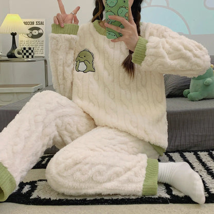 Plush Pajamas For Women Autumn And Winter Fleece-lined - www.Shopthatapp.com #