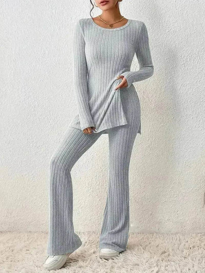 Polyester Two piece set Women's Clothing Solid Color Casual Slim New Fashion Women Elegant Outfit - www.Shopthatapp.com
