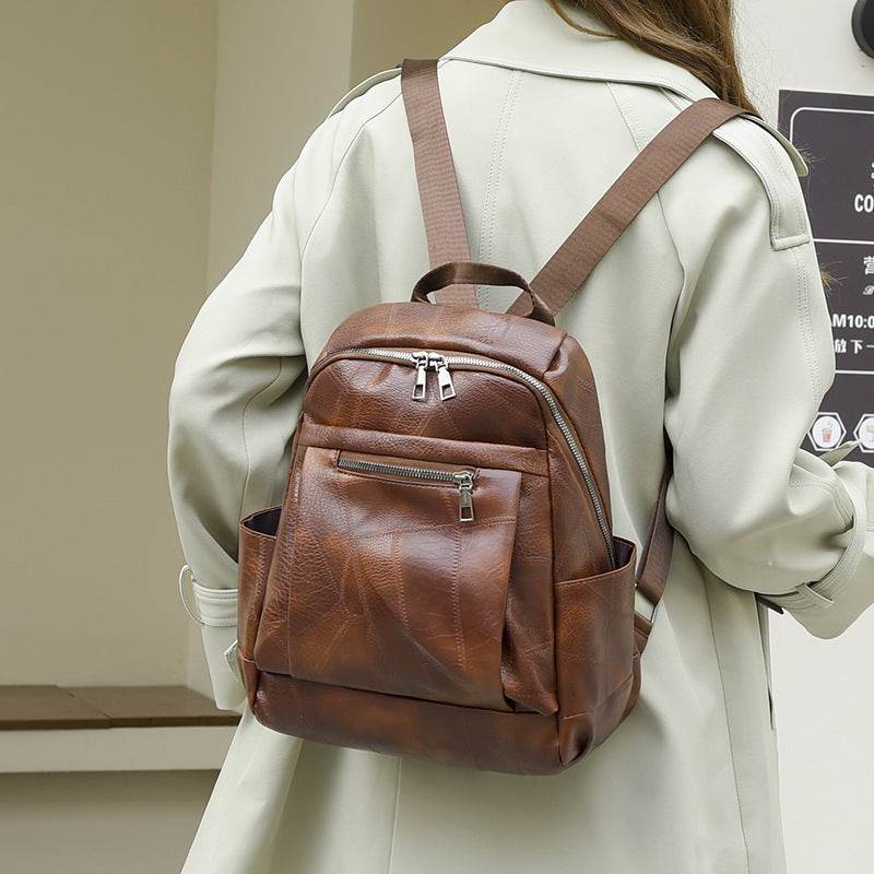 Portable Fashion Simple And Lightweight High School Leather Backpack - www.Shopthatapp.com #