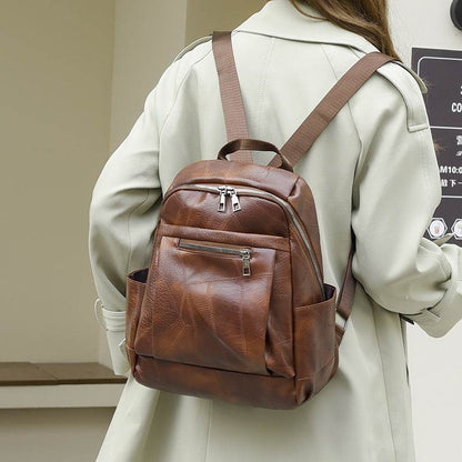 Portable Fashion Simple And Lightweight High School Leather Backpack - www.Shopthatapp.com #