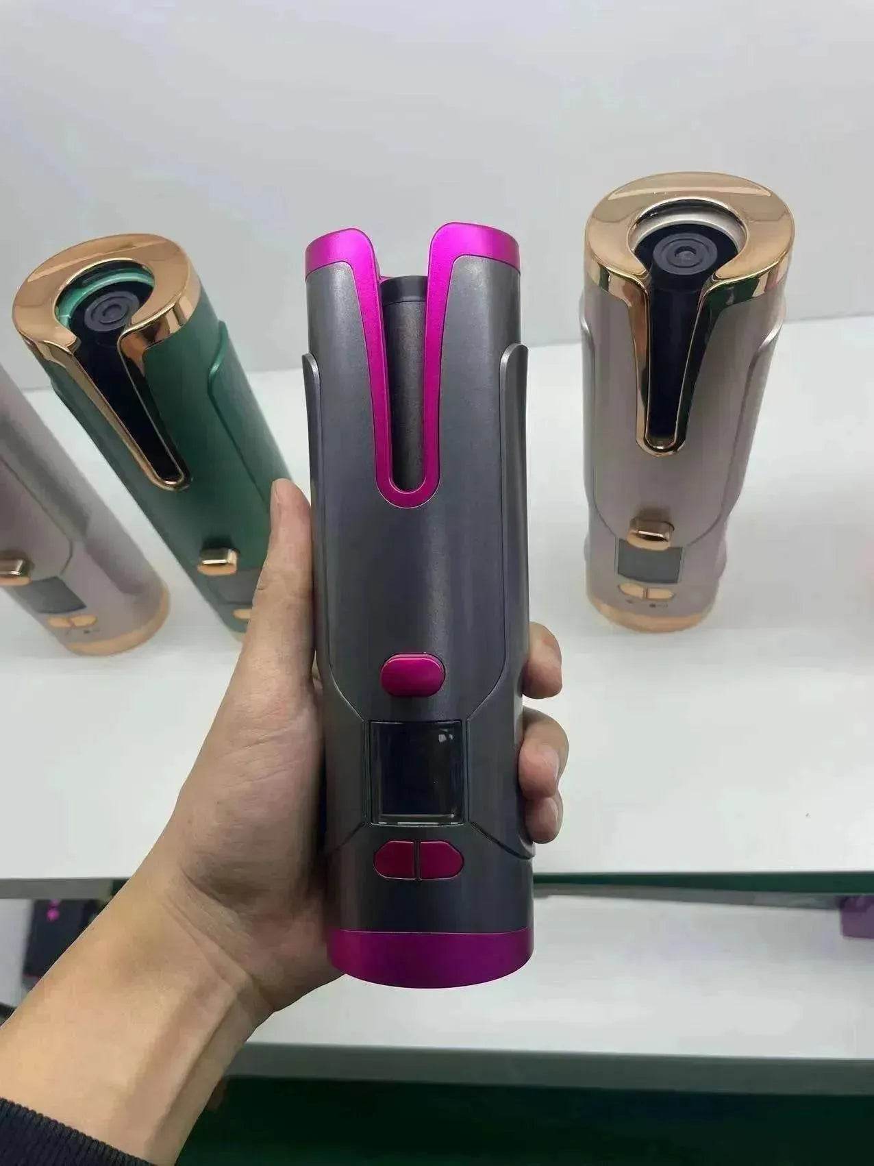 Portable LCD Hair Curler: Rechargeable, Ceramic, Auto Rotating - www.Shopthatapp.com