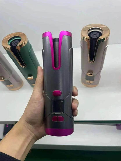 Portable LCD Hair Curler: Rechargeable, Ceramic, Auto Rotating - www.Shopthatapp.com