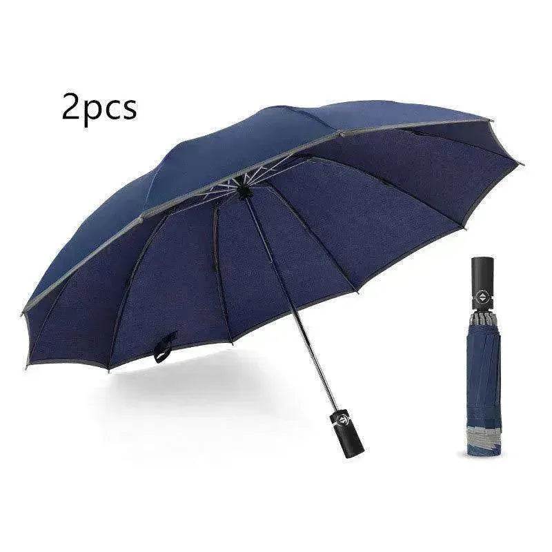 Portable Windproof Umbrella, 10Ribs Auto Close, Reflective for Safety - www.Shopthatapp.com