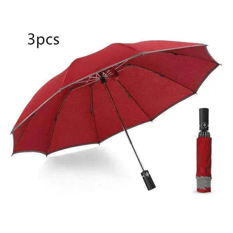 Portable Windproof Umbrella, 10Ribs Auto Close, Reflective for Safety - www.Shopthatapp.com