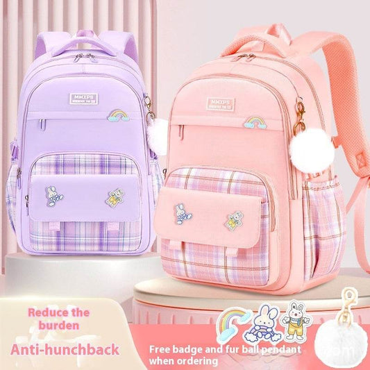 Primary School Student Schoolbag Girls' Plaid Backpack - www.Shopthatapp.com #