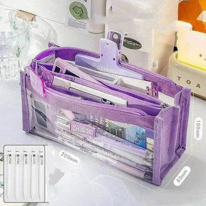 Primary School Transparent Pen Bag High Appearance Level Large Capacity - www.Shopthatapp.com