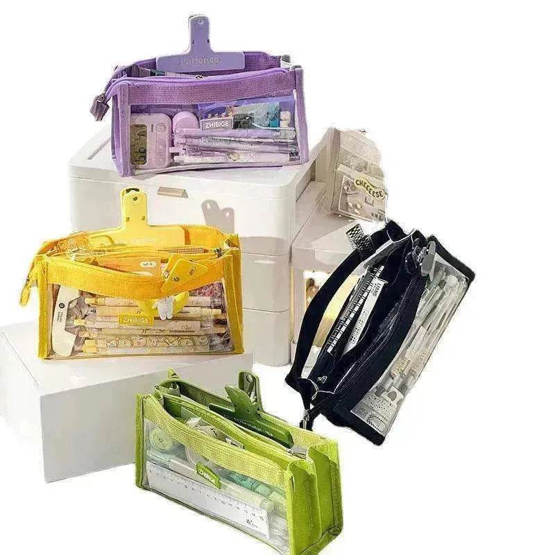 Primary School Transparent Pen Bag High Appearance Level Large Capacity - www.Shopthatapp.com