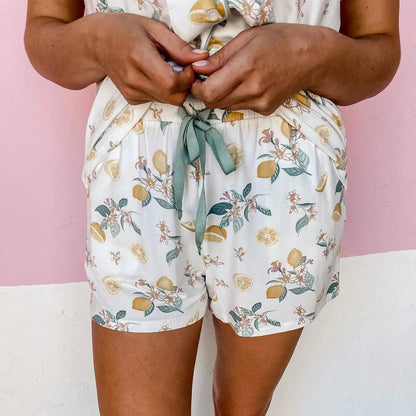 Printed Cardigan Short Sleeve Single-breasted Casual Suit Home Pajamas For Women