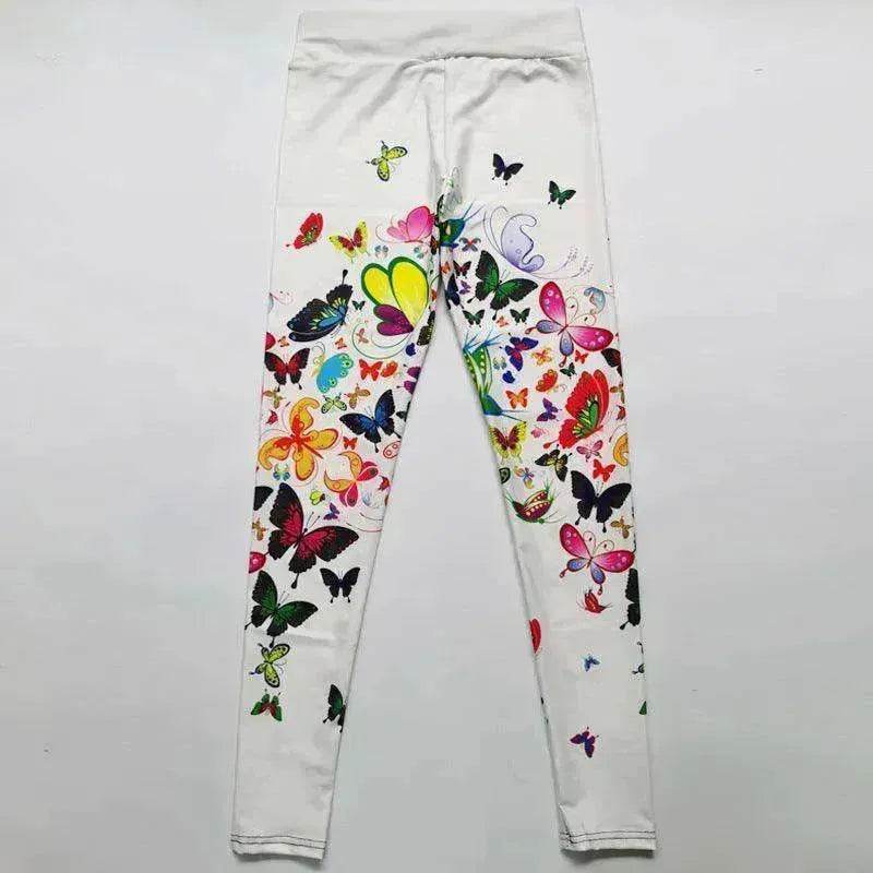 Printed Floral Butterfly Leggings High Waist Slim Yoga Pants Leggings - www.Shopthatapp.com