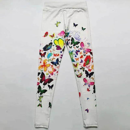 Printed Floral Butterfly Leggings High Waist Slim Yoga Pants Leggings - www.Shopthatapp.com