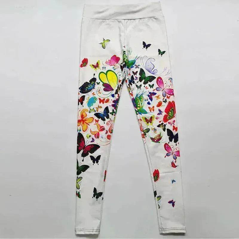 Printed Floral Butterfly Leggings High Waist Slim Yoga Pants Leggings - www.Shopthatapp.com
