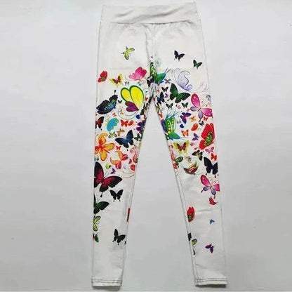 Printed Floral Butterfly Leggings High Waist Slim Yoga Pants Leggings - www.Shopthatapp.com