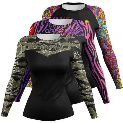 Printed Slim Fit Long Sleeve Workout Tops for Women - www.Shopthatapp.com #