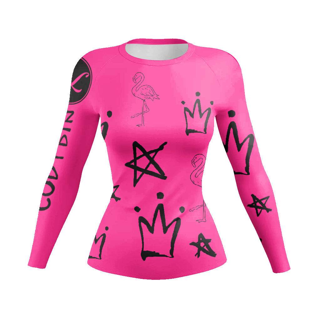Printed Slim Fit Long Sleeve Workout Tops for Women - www.Shopthatapp.com #