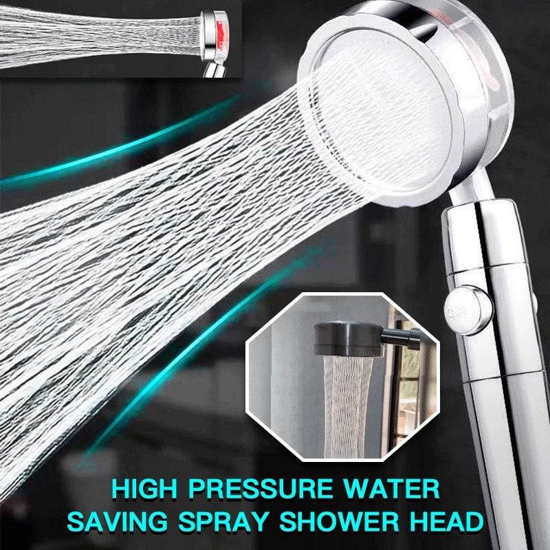 Propeller Driven Shower Head With Stop Button And Cotton Filter Turbocharged High Pressure Handheld Shower Nozzle - www.Shopthatapp.com #