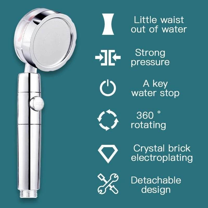 Propeller Driven Shower Head With Stop Button And Cotton Filter Turbocharged High Pressure Handheld Shower Nozzle - www.Shopthatapp.com #