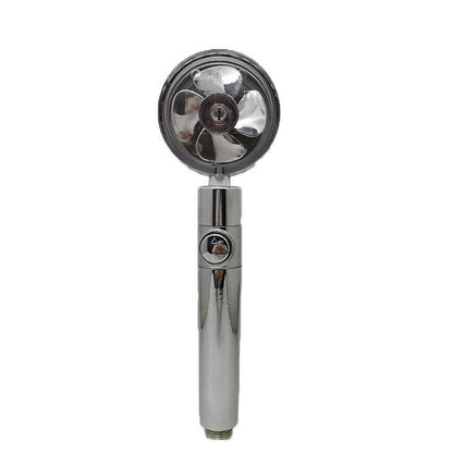 Propeller Driven Shower Head With Stop Button And Cotton Filter Turbocharged High Pressure Handheld Shower Nozzle - www.Shopthatapp.com #