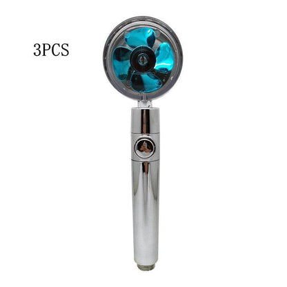Propeller Driven Shower Head With Stop Button And Cotton Filter Turbocharged High Pressure Handheld Shower Nozzle - www.Shopthatapp.com #