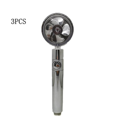 Propeller Driven Shower Head With Stop Button And Cotton Filter Turbocharged High Pressure Handheld Shower Nozzle - www.Shopthatapp.com #
