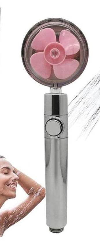 Propeller Driven Shower Head With Stop Button And Cotton Filter Turbocharged High Pressure Handheld Shower Nozzle - www.Shopthatapp.com #