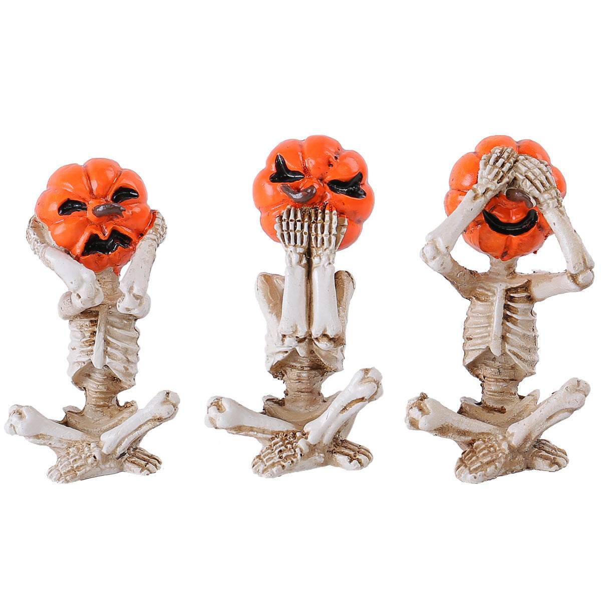 Pumpkin Head Skull Doll Ornaments Home Halloween Layout Props - www.Shopthatapp.com #