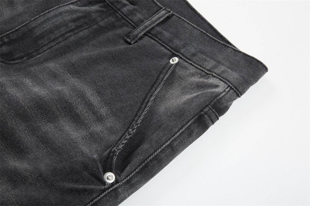 Punk Beggar Ripped Denim Straight-leg Trousers Men Jeans - www.Shopthatapp.com #