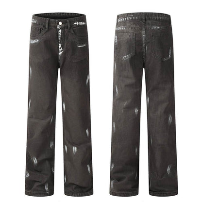 Punk Waste Soil Distressed Men Denim jeans pant Straight-leg Trousers - www.Shopthatapp.com #
