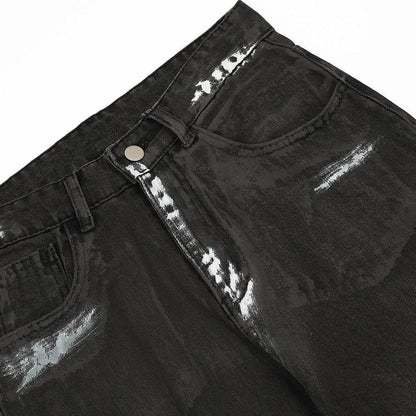Punk Waste Soil Distressed Men Denim jeans pant Straight-leg Trousers - www.Shopthatapp.com #