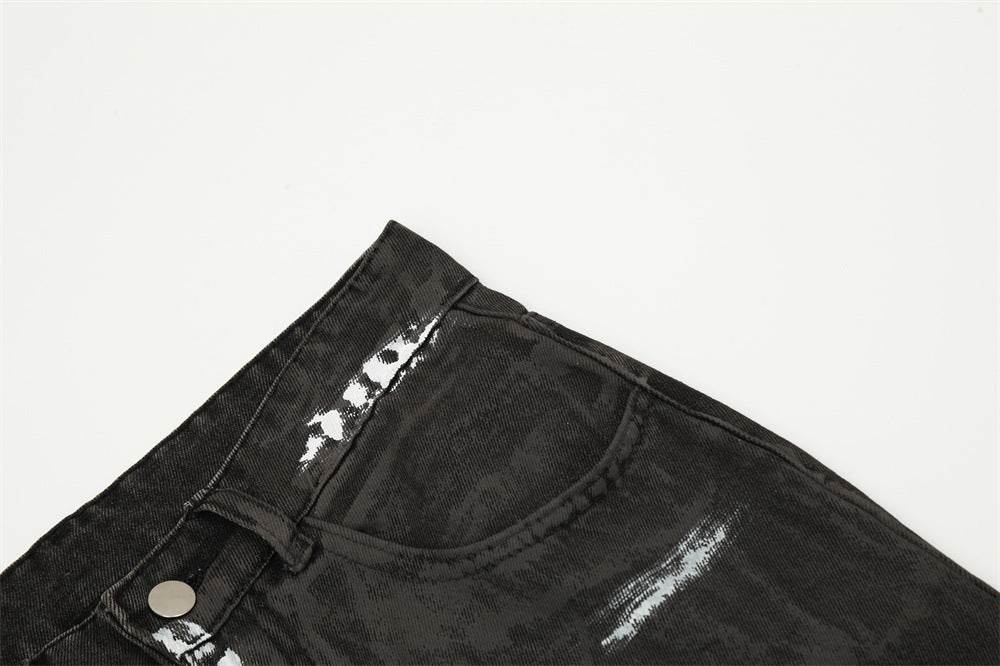 Punk Waste Soil Distressed Men Denim jeans pant Straight-leg Trousers - www.Shopthatapp.com #