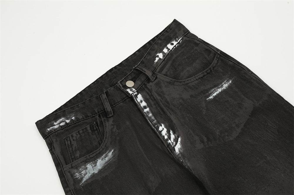 Punk Waste Soil Distressed Men Denim jeans pant Straight-leg Trousers - www.Shopthatapp.com #
