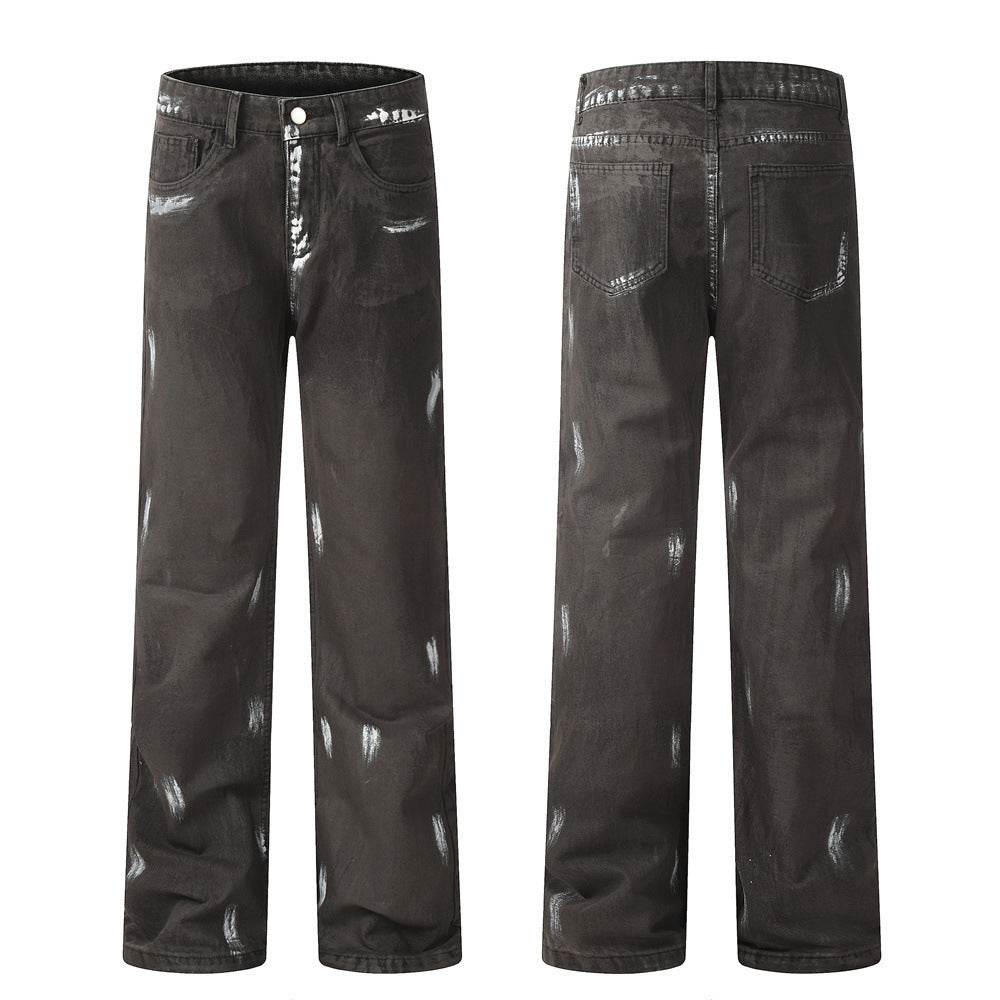 Punk Waste Soil Distressed Men Denim jeans pant Straight-leg Trousers - www.Shopthatapp.com #