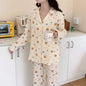 Pure Cotton Cartoon Long-sleeved Pajamas Set Letter Bear Homewear For Women - www.Shopthatapp.com
