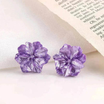 Purple Flower Internet Influencer Fairy Resin Stud Earrings For Women - www.Shopthatapp.com