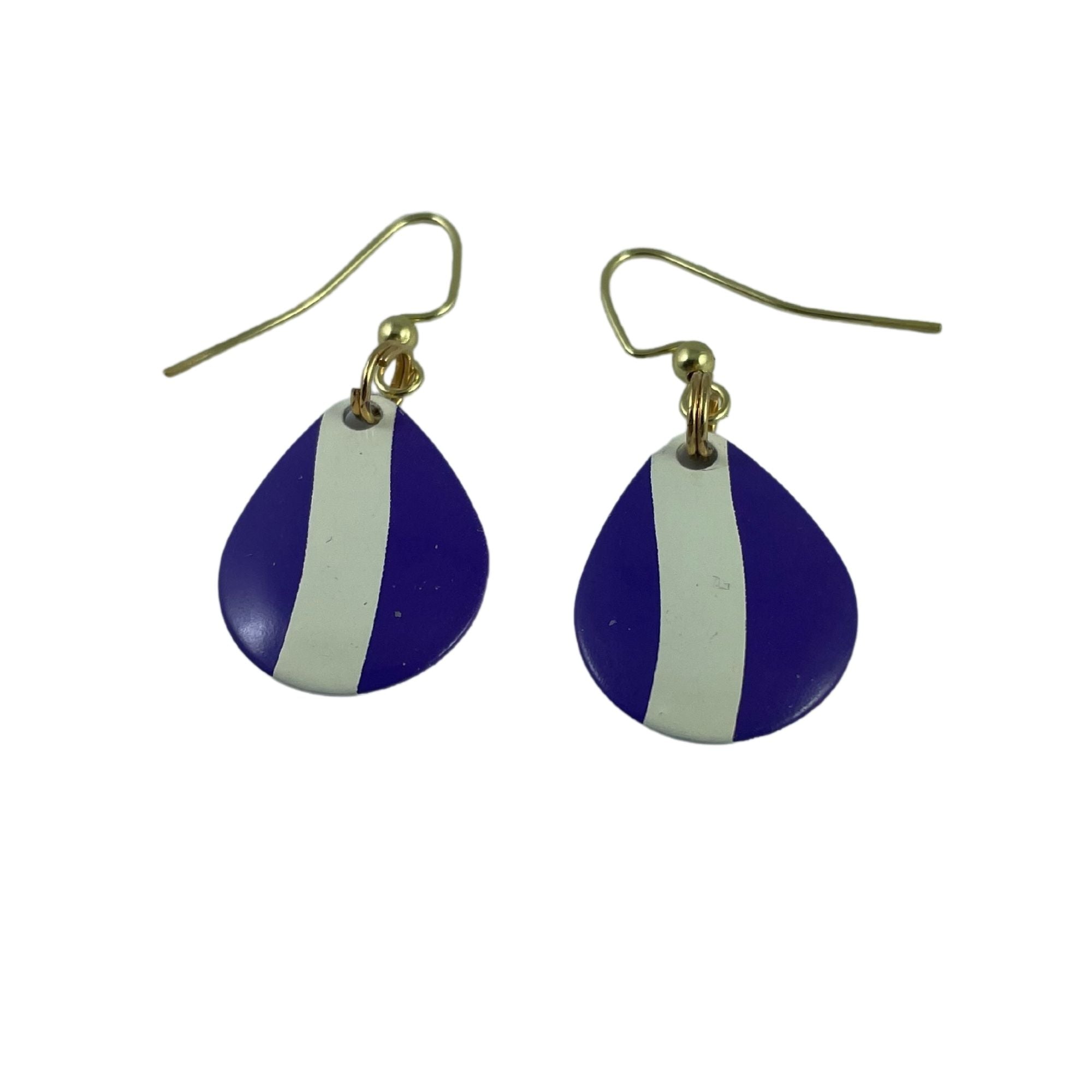 Colorado Purple White Striped Spinner Blade Earrings - www.Shopthatapp.com