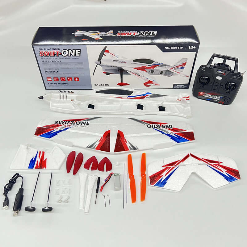 QIDI-550 3D Stunt RC Airplane with Brushless Motor, 6CH, One-Key Hover - www.Shopthatapp.com #