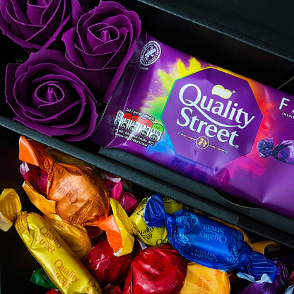 Quality Street Signature Chocolate Bouquet With Purple Roses-Food and beverage-www.Shopthatapp.com-HamperWell