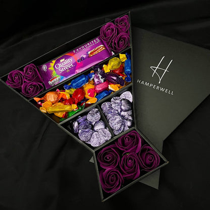 Quality Street Signature Chocolate Bouquet With Purple Roses-Food and beverage-www.Shopthatapp.com-HamperWell