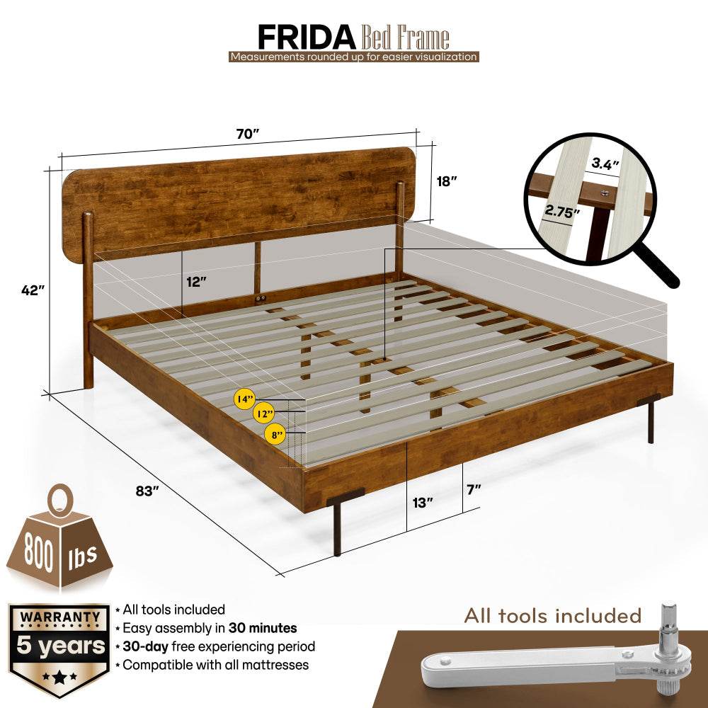 Frida Deluxe Solid Wood Bed Frame - www.Shopthatapp.com