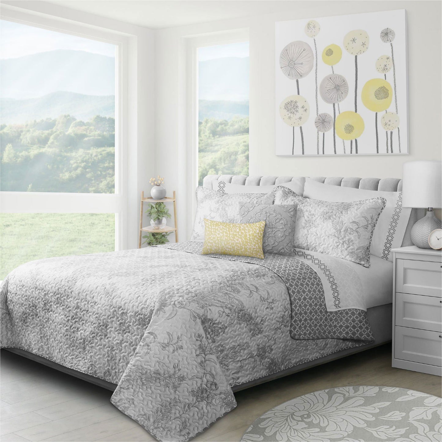 Quilt Bedding Set Woven 3 Piece Set Double/Queen Transitions Alloy - Www.Shopthatapp.com